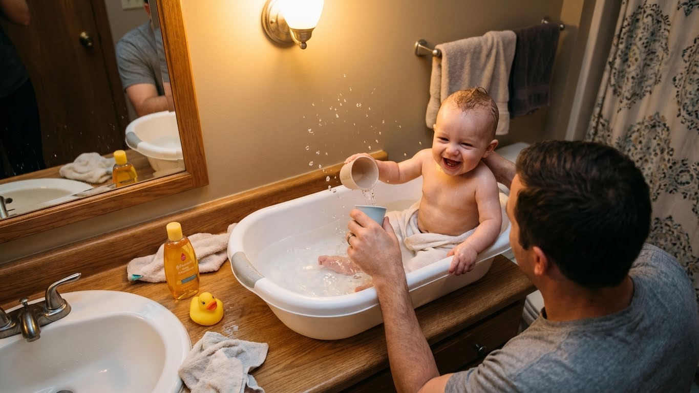 Mamma flaskmatar nyfödd baby i barnkammare