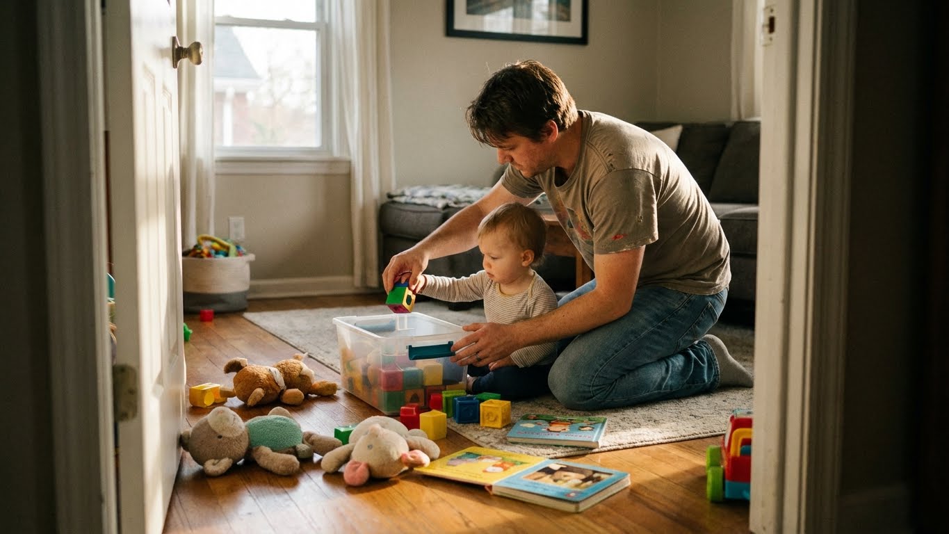 Förälder och barn arbetar tillsammans med att lösa problem